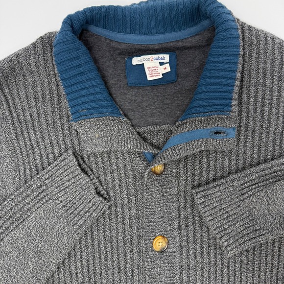 Carbon 2 Cobalt Other - Carbon 2 Cobalt Men's Gray Shawl Collar Cardigan Sweater Button Front Medium